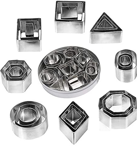 Ausstecher Mini,24 Stücke Edelstahl Keksausstecher Kleine Geometrische Ausstechformen Set 8 Formen Metall Fondant Cookie Cutter DIY Tools für Keks, Plätzchen, Tortendekorationen