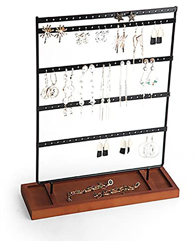 100 Fori Supporti per Orecchini, Porta Orecchini Espositore, Espositore Gioielli Metallo, Stand per Orecchini, a 5 Strati con Vassoio, Portagioie Donna per Orecchini Pendenti ed a Borchia(Nero)