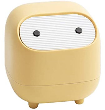 U/D Mini poubelle de bureau mignonne pour bureau, table basse, cuisine, petite poubelle (jaune)