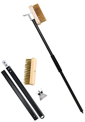 Brosse de Four à Pizza, avec Poils De en Laiton Poignée en Aluminium Acier Inoxydable Grattoir Gril Brosse De Nettoyage, pour Grilles De Cuisson, Supports Et Brûleur