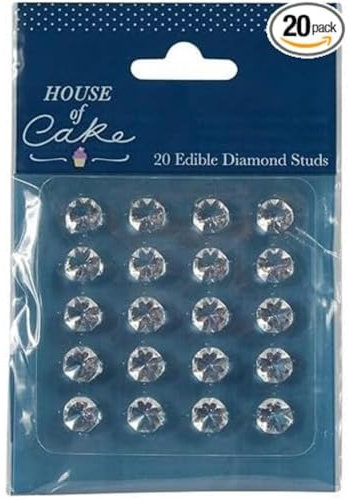 House of Cake Clear Jelly Gems, Edible Diamond Studs, Cake Decoration, 10mm, Pack of 20
