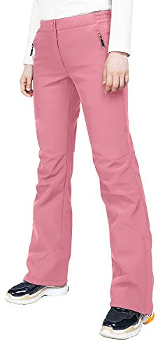 33,000ft Damen Skihose Outdoorhose Wasserdicht Winddichte Softshellhose Warme Gefütterte Trekkinghose Atmungsaktive Schnelltrocknende Thermohose Wanderhose Winter, Rosa 36W*31L