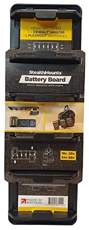 StealthMounts Battery Holder Board only for DeWalt 20V/60V | Battery Board DeWalt 20V/60V | Perfect for Transport and Storage