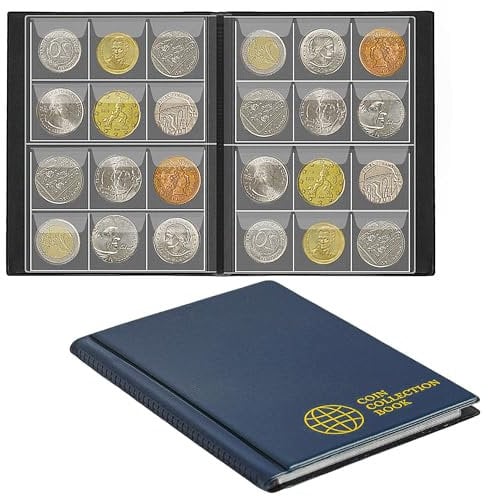 120-Taschen-Münzensammelalbum - Passt Für Münzen Unter 25mm, 30x30mm/1,2x1,2 Zoll Taschen-Münzhalter Sammel-Speicherbuch Für Penny, Euro CS0112BL