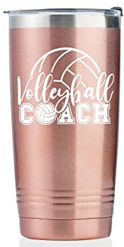Onebttl Volleyball-Trainer-Geschenk, lustige Geschenkidee für Wertschätzung, Weihnachten, Geburtstag, 590 ml Edelstahl, isolierter Reisebecher – Roségold