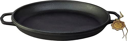 Maysternya Paellera de hierro fundido, diámetro 40 x 4 cm, apta para inducción, paellera, cocinar sobre fuego abierto, placa para barbacoa redonda, regalo de barbacoa, gratis, color negro