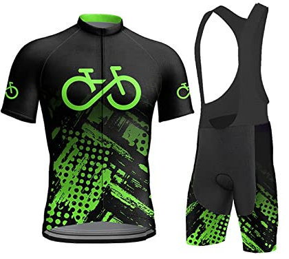 KAISUN Herren Fahrrad Anzüge Kurzarm Fahrrad Trikot Set, Atmungsaktives Radtrikot mit Durchgehendem Reißverschluss, Trägerhose für MTB (Color : TYP-2, Size : L)
