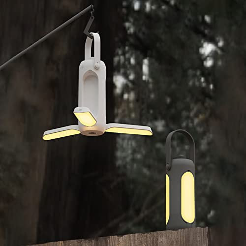 Linterna Colgante para Acampar, Luz Plegable Recargable por USB, Linterna Portátil, Banco de Energía, Luz de Emergencia para Caminatas Al Aire Libre, Campamentos, Fallas de Energía en el(Gris)