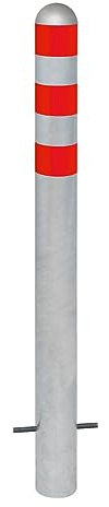 Ladesäulen Rammschutz-Poller aus Stahl, H 800 mm, Reflexringe rot, zum Einbetonieren