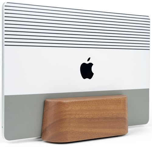 COREMINDED Verstellbarer vertikaler Laptopständer für Schreibtisch, Laptophalter aus Holz, MacBook Pro Ständer, Holz Mac Air Dock (massives Walnuss)