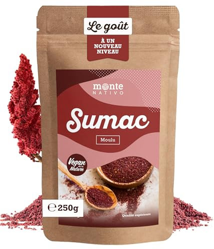 Sumac moulu Monte Nativo (250g) - Sumac Epice - Sumach - Épices aromatiques séchées avec soin, idéales pour Cuisiner et Assaisonner - Arôme et Goût intenses
