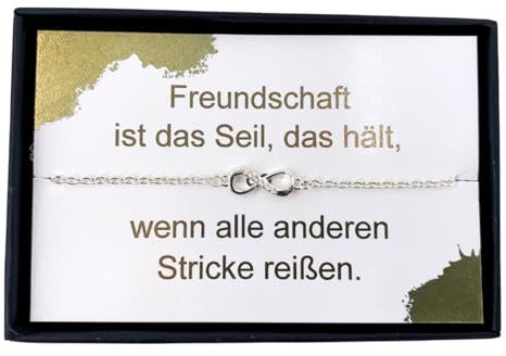 NataschaWoge® GESCHENK dezent minimalistisch Strass Unendlichkeit Edelstahl beste Freundin Armband Freundschaft Schmuck Geburtstag Armkettchen (Armband Silber)