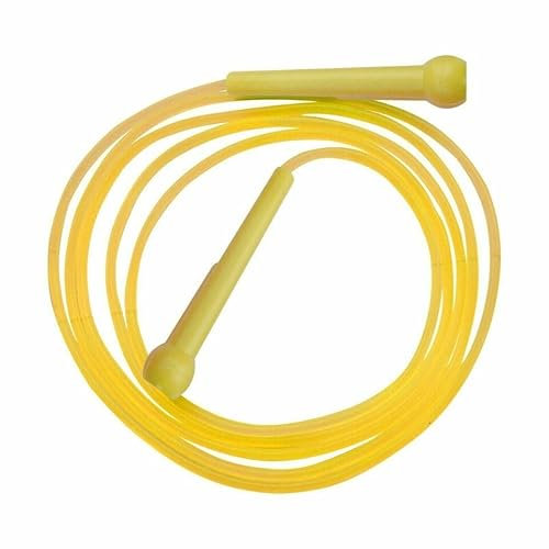 Skipping Rope Adult Fitness for Men & Women Speed Jumping Rope Comfortable Handle Best Fat Loss Exercise Workout Equipment with Measuring Tape (Yellow)