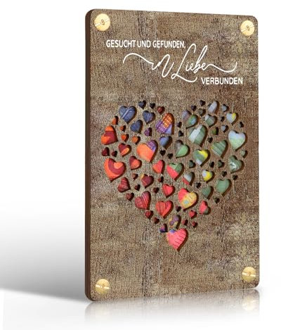 Xinkfir Hochzeitsgeschenk für Brautpaar Holz Hochzeitskarte, Originelle Hochzeit Geldgeschenke Verpackung, Personalisierte Grußkarte aus Holz im Kleinforma, Glückwunschkarte Geld Geschenke (Schwarz)