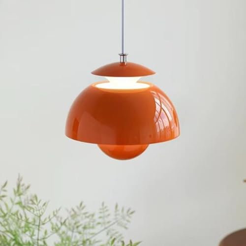 SXYSXYSXY LED Nordic Hängeleuchten Dimmbar Moderne Esstischlampe Minimalismus Hängelampe Schlafzimmer Nachttisch Pendelleuchte 12W Drei-Farben-Licht Für Wohnzimmer Küche,Orange, 65757171-ORANGE