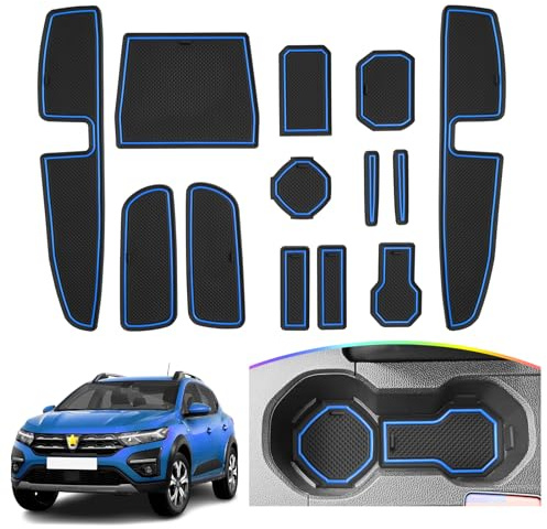 SKTU Antirutschmatten kompatibel mit Dacia Sandero III 2021-2024 Gummimatten Türschlitzmatte (Blau)