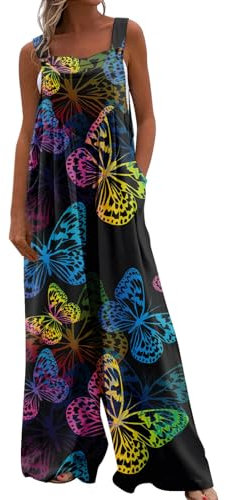 Vasreyy Hosenanzug Damen Jumpsuit Elegant Hochzeit Gast Overall Orange Damen Einwegoverall Schutzanzug Latzhosen Leinen Latzhose Damen Pyjama Set Einteiler Jumpsuit Damen Sommer Elegant(M,Blau)