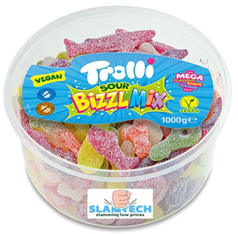 VEGAN Trolli Sour Bizzl Sweet Mix(1kg) - Varieties Fizzy, Sour Jelly Bulk Sweets Party Bag In Bulk Cheap Sold by Slamtech