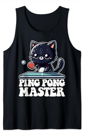 Ping Pong Master Katze Black Cat Dad Outfit Tischtennis Tank Top
