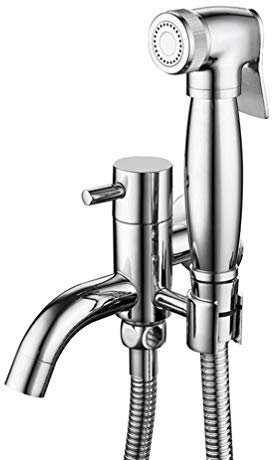 CTCOIJRN Messing Hand-Bidet-Spray, WC-Bidet-Wasserhahn, Badezimmer, Garten, Wandmontage, Duscharmatur, Schwarz/Chrom-Kopf, 1∕2 Wassereinlass