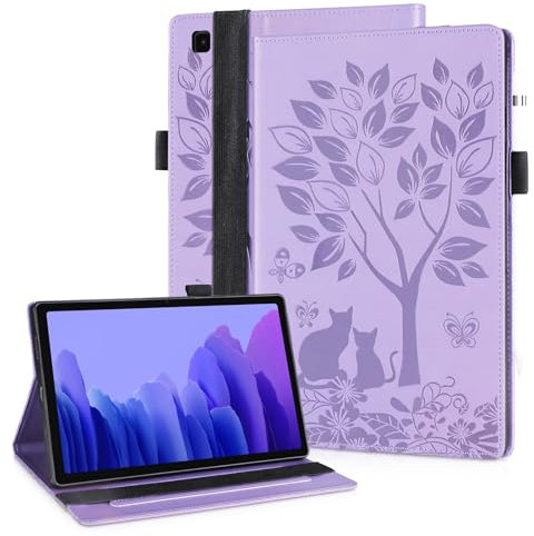LSPCASA Protettiva Case Per Samsung Galaxy Tab A7 10.4 Pollici SM-T500/T505 Funzione Di Supporto Cover Tablet Samsung A7 Con Slot Per Schede Cover Samsung Tab A7 Con Fascia Elastica Púrpura
