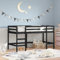 ZEYUAN Kids' Loft Bed with Ladder Black 90x200 cm Solid Wood Pine,Kids Bed With Storage,House Bed