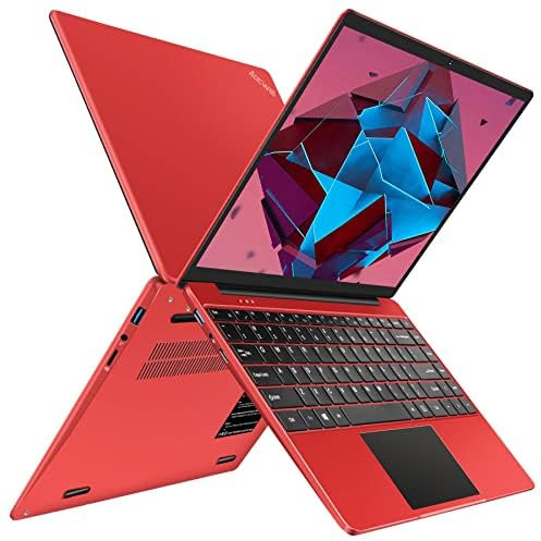 AOCWEI Ordinateur PC Portable 14 Pouces Win 11 Pas Cher 256Go Celeron N4020 Up to 2.8Ghz Expansible 1To Stockage 1080p 5G WiFi BT4.2 inclut Souris sans Fil&AZERTY Clavier Couverture-Rouge