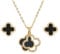 Hanaoops Vierblättriges Kleeblatt Schmuckset für Damen und Mädchen Titan Edelstahl Schwarz Glücksklee Anhänger Halskette und Ohrringe Set Hypoallergen Zierliche Schmuck Set Geschenke (Gold)