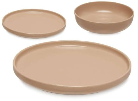 Set de 18 pièces de vaisselle en grès beige collection VESSIA