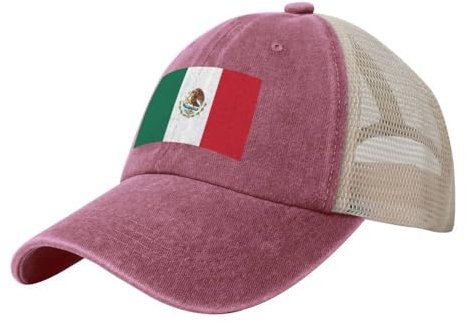 Unisex Classic Trucker Cap,Damen Und Herren Schirm Mütze Kappe Basecap,Mode Sommer Trucker Mesh Hüte Baseball Cap,Mexico Flagge Vintage Basecap Hüte Baseballmütze