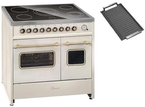GURARI Cuisinière électrique GCH E 912 DF Cr r + plaque de cuisson vitrocéramique 90 cm crème Range Cooker double four