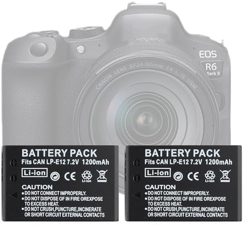 Swark 1200 mAh 2 x Camera Replacement Battery LP-E12 for Canon EOS M50 Mark II, M50, EOS M, M2, M10, M100, M200, Rebel SL1, 100D, Kiss X7 and PowerShot SX70 HS Camera Camera Battery Additional Battery