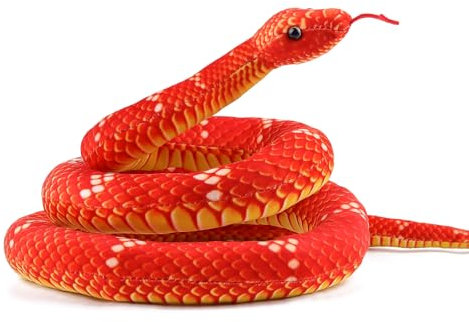 ANBOOR Schlange Stofftiere, 160cm realistisches Schlangenplüschspielzeug Langer Stoffschlange, lebensechter großer Schlangenspielzeug für Kinder als Party -Streichprops (Rot)