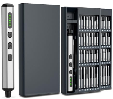 Destornillador Eléctrico, Mini Juego de Destornilladores Eléctricos 68 en 1 Destornillador Inalámbrico Destornillador Eléctrico con Luz LED para Computadoras, Teléfonos, Relojes,