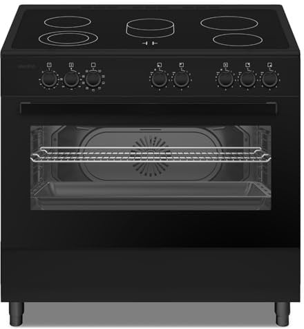 electriQ 90cm Single Cavity Range Cooker with Ceramic Hob - Black