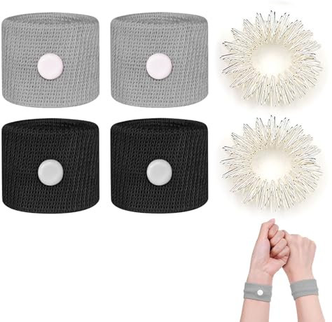 4 Stück Akupressur Armband, Akupressur-Armbänder Gegen Übelkeit für Kinder und Erwachsene, Akupressur-Übelkeits Armband Gegen Übelkeit, für Linderung von Morgenkrankheit, Meereskrankheit, Reisen