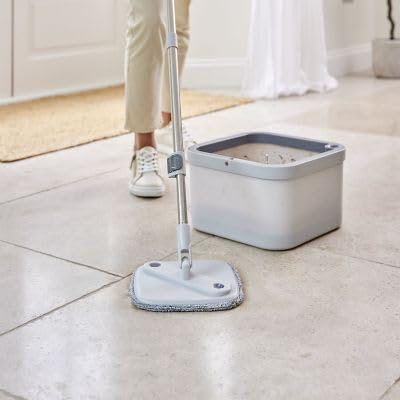 Lakeland Microfibre Spin Mop Set Sepatates Clean and Dirty Water Built in Wringing System