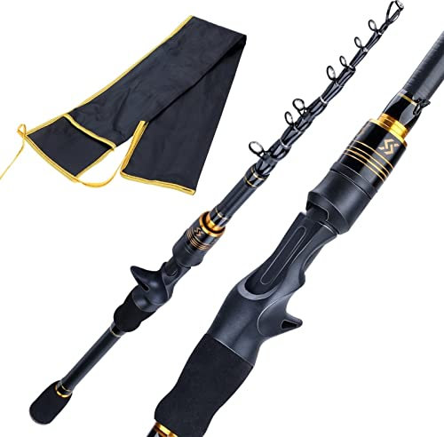 KFXYSM Angelrute,Angeln Rute 1,8 mt 2,1m Tragbare Teleskopstange Ultraleichte Kohlefaser/Casting Angelrute Reisen Angeln Rodd(Yellow,2.1m Rod Casting)