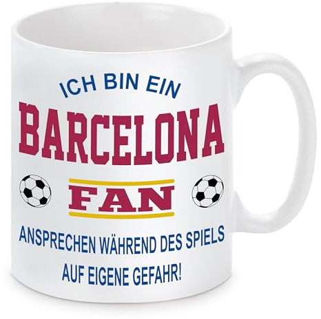 Fussball Tasse | Ich bin ein Barcelona Fan - Ansprechen während des Spiels auf eigene Gefahr | Keramiktasse für Fußballfans | Spülmaschinenfest | hochwertiger Druck