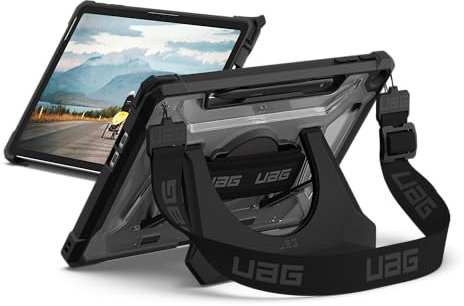 URBAN ARMOR GEAR Plasma Microsoft Surface Pro 12 Funda (2025 - 1ª edición, Designed for Surface certificado, Correa de mano y hombro, Type Cover / Surface Slim Pen compatible) ice/negro