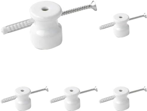 Klartext - Isolatori BELLE ÉPOQUE in stile vintage per installazione con cavo trecciato tessile, in pregiata porcellana artigianale, colore bianco lucido, Ø20mm, 6 Pz. (Confezione da 5)