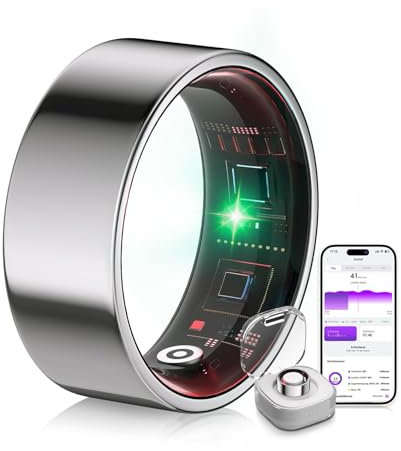 IUHFSIFS Smart Ring 4.Generation & kabelloser Ladebox【Branchen Nr.1 – 0 Messfehler】【Sportspezifisch – SGS Zertifiziert】Smartring für Damen Herren Schlafen, Herzfrequenz, SpO2, 200 Modi für Android IOS