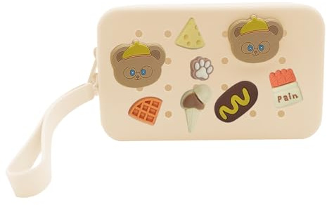 BSITSSS Trousse Trucchi, Carino Borsa Porta Trucchi con Charm per Crocs, Silicone Mini Pochette Borsa Trucco Impermeabile per Cosmetici Organizer Donne Ragazze Viaggio