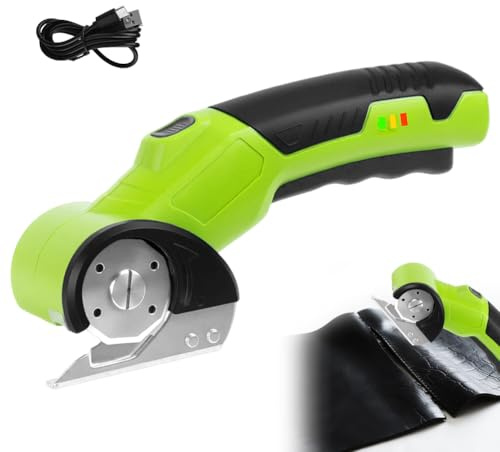 Elektrische Schere 4V Kabelloser Kartonschneider - Tragbarer Pappschneider mit LED-Licht & Sicherheitssperre für Pappe, Stoff, Leder, Teppich