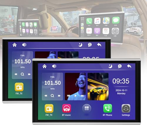 2 X Car Headrest Monitor 10.1in 11.6in, IPS Touch Screen, Car Rear Seat Player, Cordless Carplay & Android Auto,10.1Inch