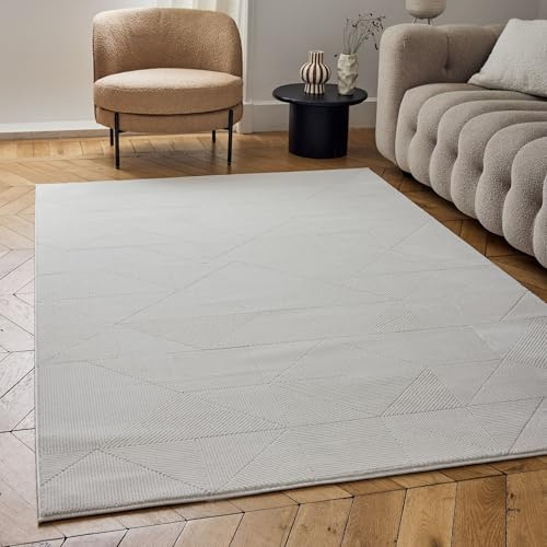 THE RUGS Carmel Modern Area Rug - Stain-Resistant, Non-Shedding, Durable Rugs for Living Room and Bedroom [ Abstract Cream, 160x230 cm ]