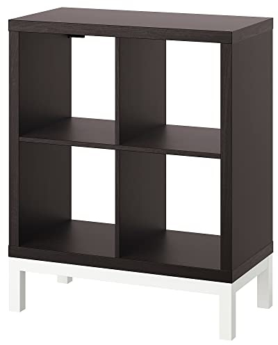 KALLAX Regal mit Untergestell, schwarz-braun/weiß, 77x94 cm
