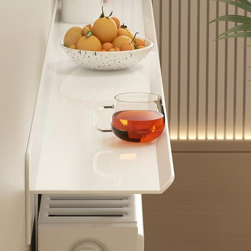 Aeovot Blanc Tablette Radiateur Etagere Radiateur à Poser sans Percer, 40-200cm Cache-Radiateur en Alliage D'aluminium, Ètagère Flottante sur Radiateur Anti-Fumé Poussière(15x40 cm/5.9x15.7 in)