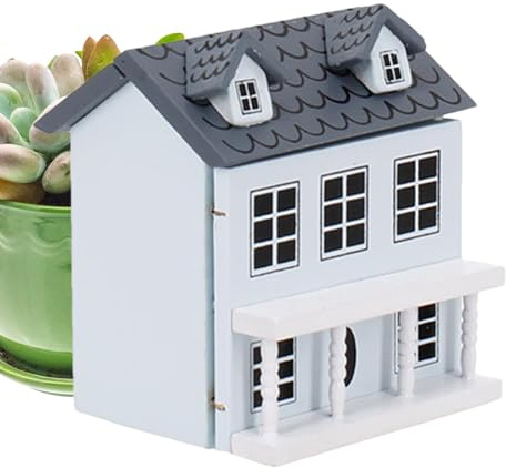 Holzhäuser für Mädchen – Mini-Villa-Set, Modell aus Holz | Zubehör-Set für Möbel, klein, im Po-Stil