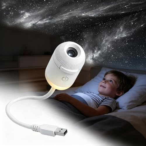 12-in-1 Galaxy Projector Night Light for Bedroom, USB Galaxy Projector with 12 Sliding, 360° Adjustable Starry Ceiling Pro-jector for Kids Bedroom Sleeping Hallway Ceiling Decor